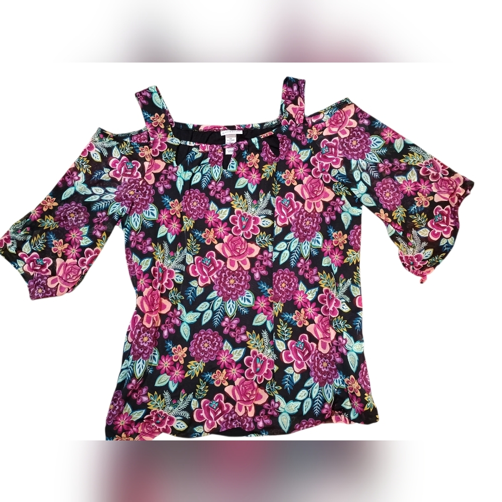 Catherines 2X 22/24W Colorful Print Top Blouse PlusSize Great Condition